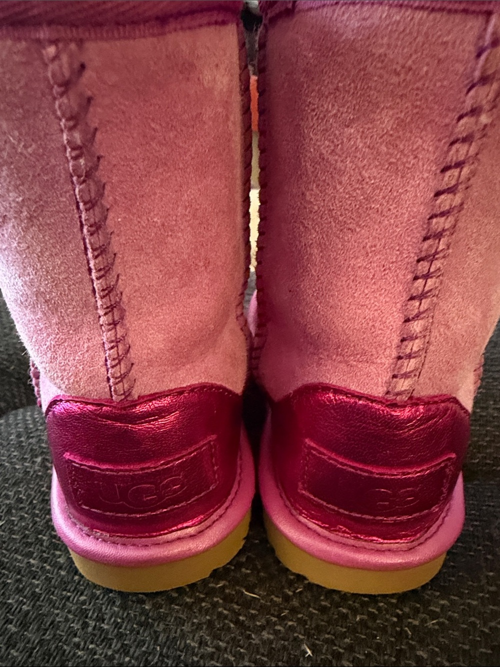 UGG Pink Metallic Heel Shearling Boots
